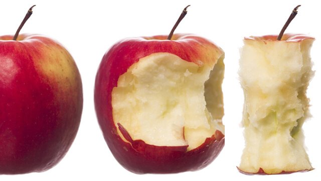 Stages of an apple being eaten