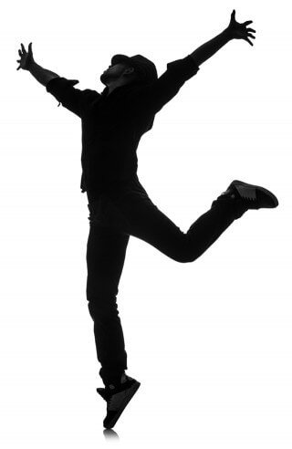 silhouette of male dancer isolated on white