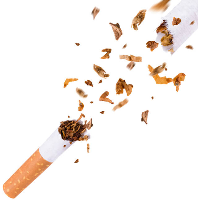Pictured is a cigarette being broken