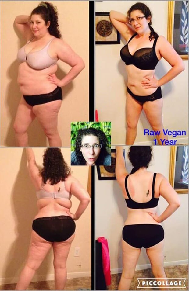 Rebecca Rosenberg is photographed before and after adopting a raw food diet