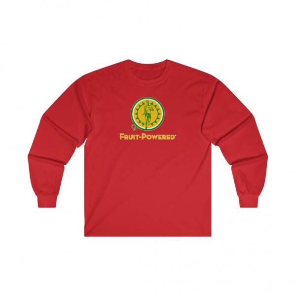 Ultra Cotton Long-Sleeve Tee | Fruit-Powered Logo | Gold Wordmark