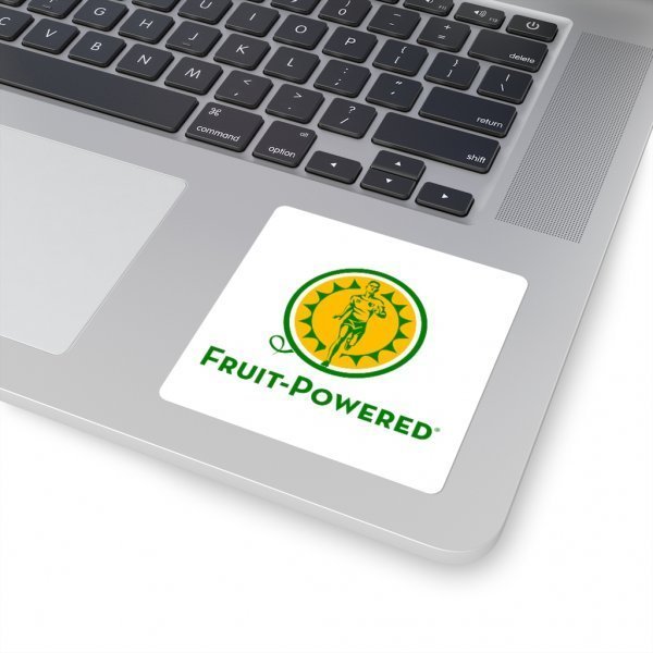 Square Stickers | Fruit-Powered Logo | White - Image 2