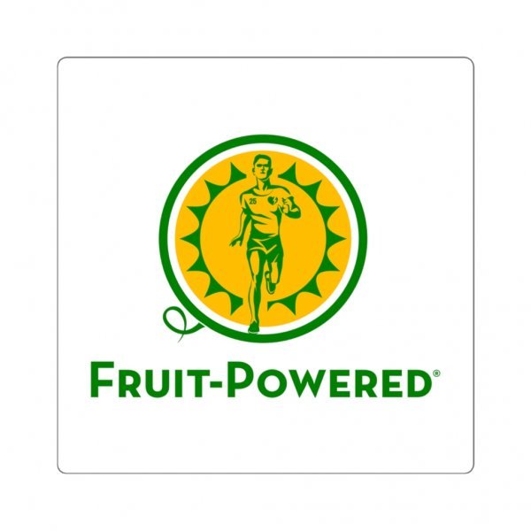 Square Stickers | Fruit-Powered Logo | White
